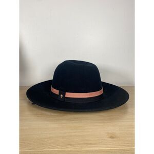 Helen Kaminski Black Wool Felt Wide Brim Hat – One Size – Classic Fedora Style